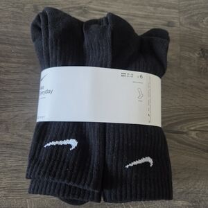 Nike Everyday Men's Black Dri-fit Crew Socks 6pk NEW